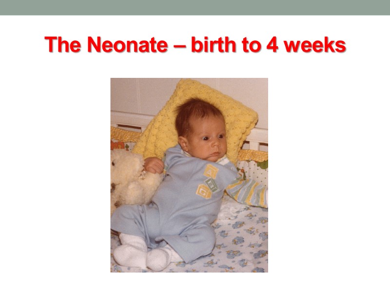 The Neonate – birth to 4 weeks